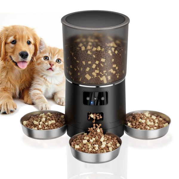 Wi-Fi Pet Feeder with App Control | 6L Automatic Food Dispenser with Triple Bowls | Pawty Global