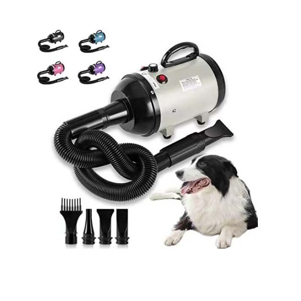 High Velocity Professional Pet Grooming Blower & Dryer | Ultra-Quiet Motor with 4 Nozzles & Stepless Speed | Pawty Global