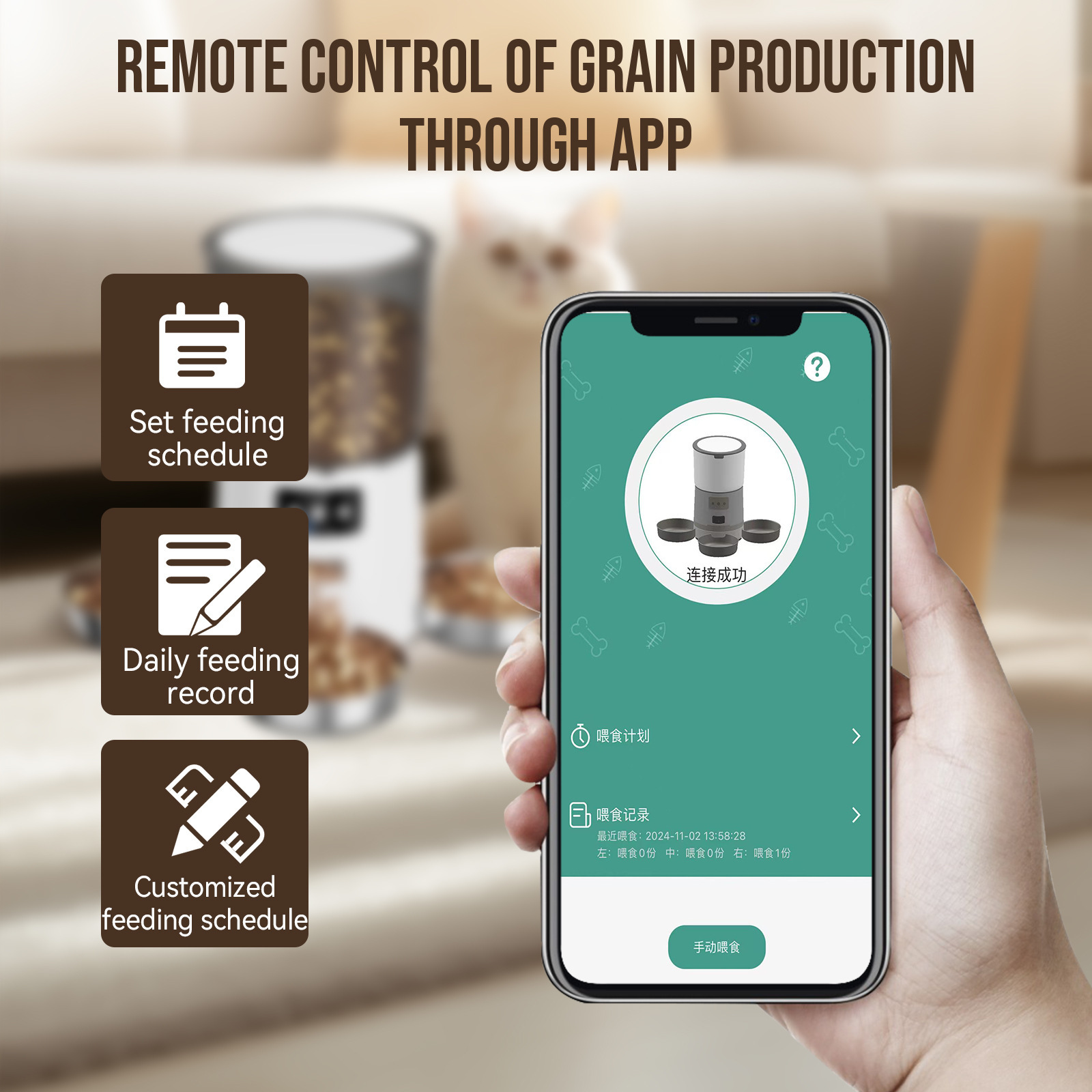 6L Automatic Triple Bowls Dispenser App-controlled Pawty Global