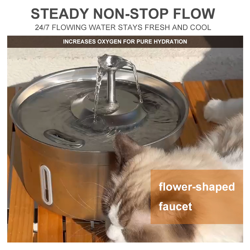 Stainless Steel Cat Water Fountain 4L | Triple Filtration Pet Dispenser | Ultra Quiet Pump & Emergency Tray | Pawty Global - Image 4