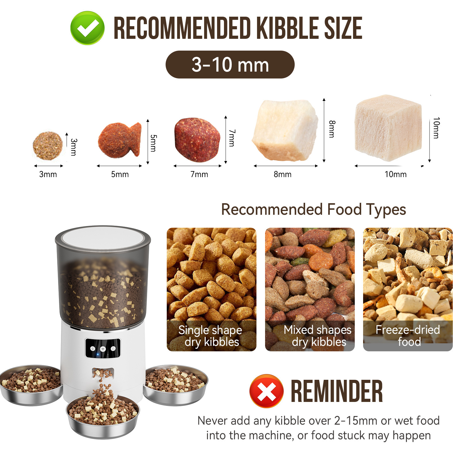 6L Automatic Triple Bowls Dispenser White Global