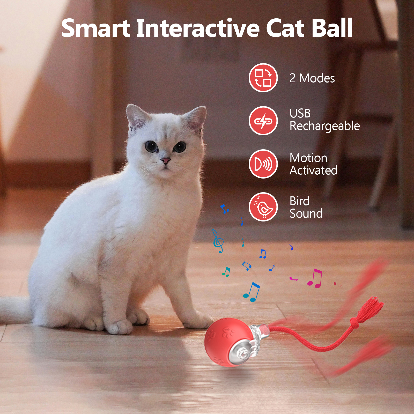 Interactive Cat Ball with Dynamic Lights & Realistic Chirping Sounds | Smart Motion-Activated Rolling Toy | Pawty Global - Image 4