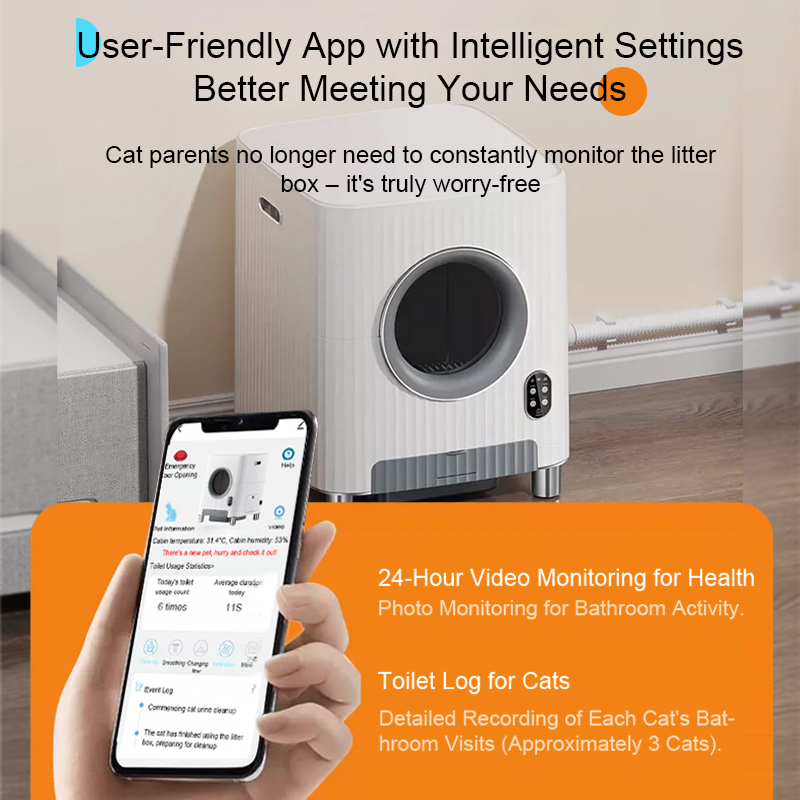 Video Automatic Cat Litter Box-App remote control-Pawty Global