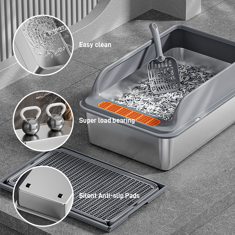 Stainless Steel Cat Litter Box-Upgraded Design-Pawty Global
