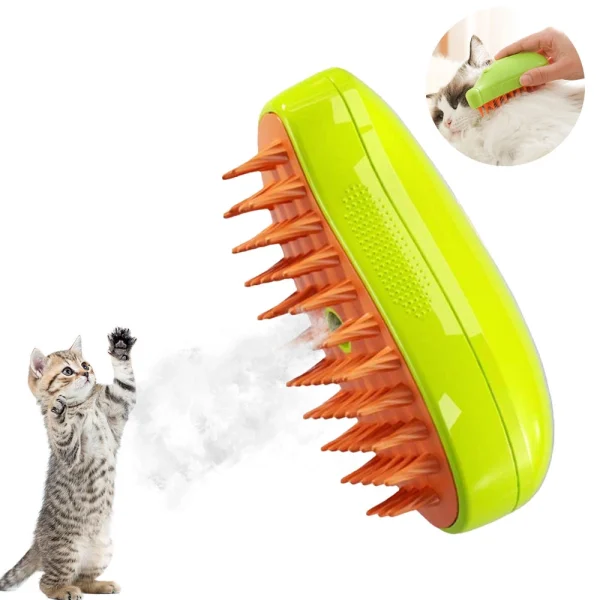 3-in-1 Steamy Mango Pet Brush | Steam Cleaning, Deshedding & Massage for Cats & Dogs | Pawty Global